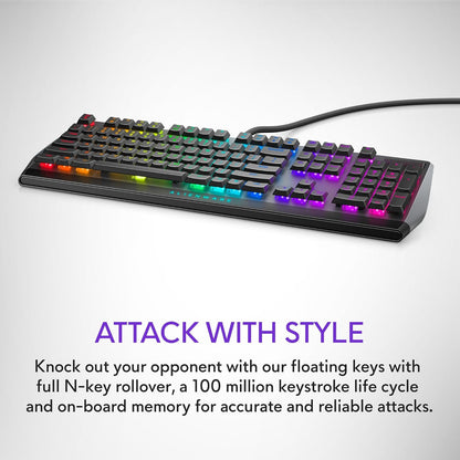 Low-Profile RGB Gaming Keyboard AW510K: Alienfx per Key RGB LED - Media CONTROLS & USB Passthrough - Cherry MX Low Profile Red Switches
