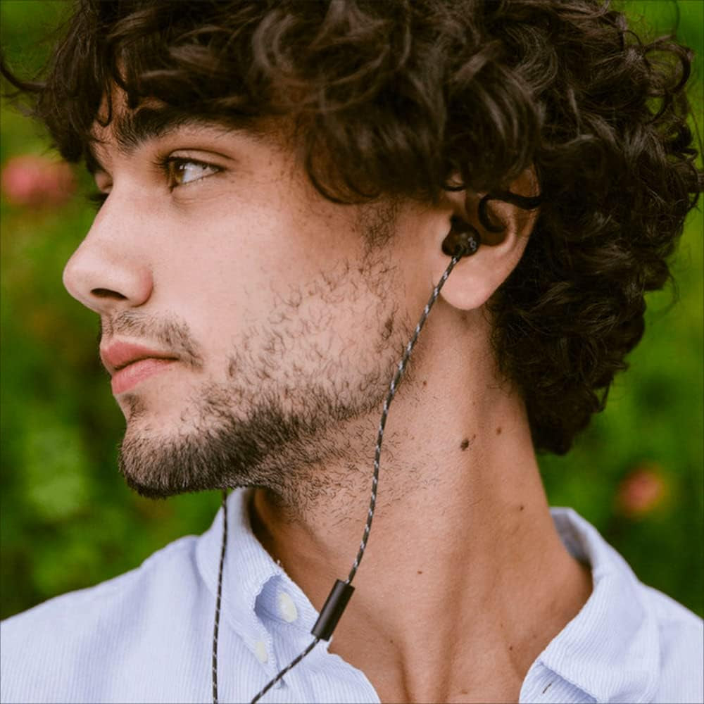 House of  Smile Jamaica Wired: Wired Earphones with Microphone, Noise Isolating Design, and Sustainable Materials, Brass